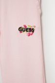 Дитячі бавовняні штани Guess колір рожевий з аплікацією (2478125)