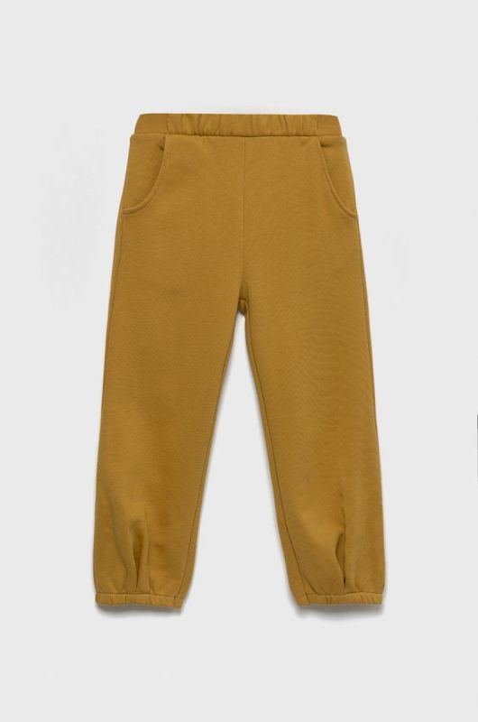 Дитячі бавовняні штани United Colors of Benetton колір жовтий однотонні (2627202)