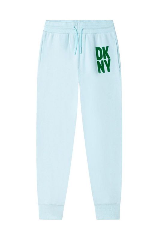Дитячі спортивні штани Dkny колір бірюзовий однотонні фото 2