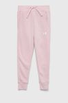 Дитячі спортивні штани Under Armour колір рожевий однотонні
