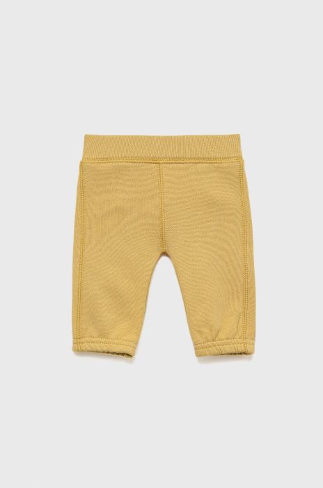 Дитячі бавовняні штани United Colors of Benetton колір жовтий з аплікацією