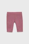 Дитячі бавовняні штани United Colors of Benetton колір фіолетовий з аплікацією