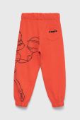 Дитячі бавовняні штани Diadora колір помаранчевий з принтом