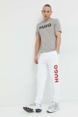 Бавовняні спортивні штани HUGO чоловічі колір білий з принтом