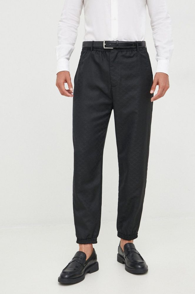 Вовняні штани Emporio Armani чоловічі колір чорний пряме (2666271)
