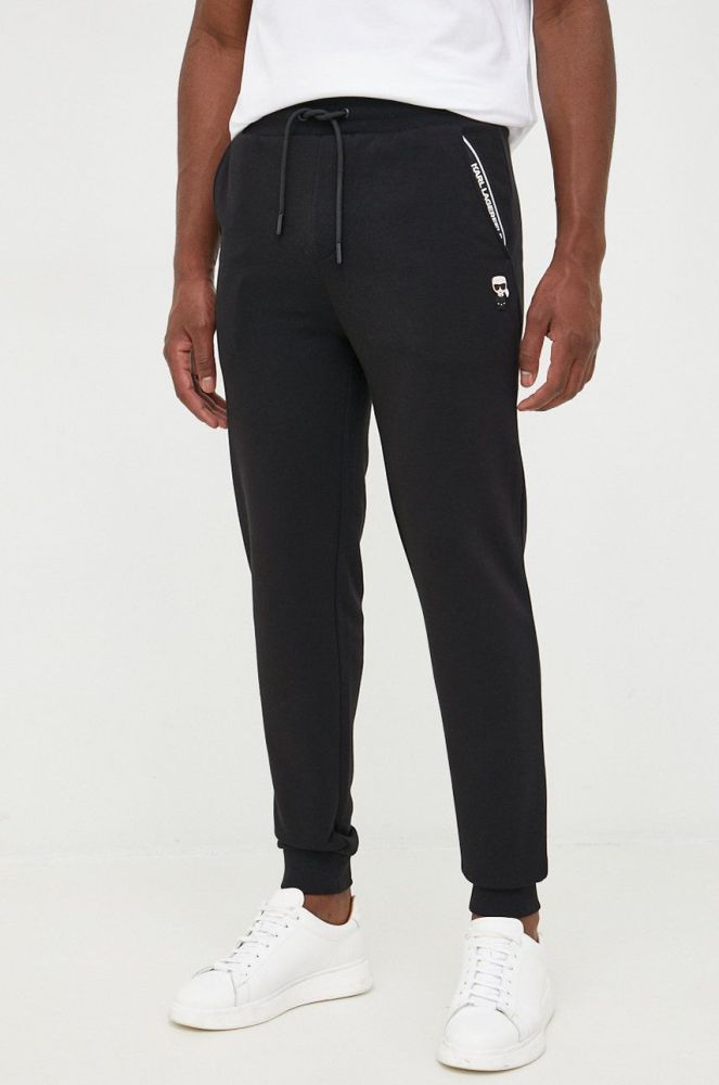 Спортивні штани Karl Lagerfeld чоловічі колір чорний з аплікацією