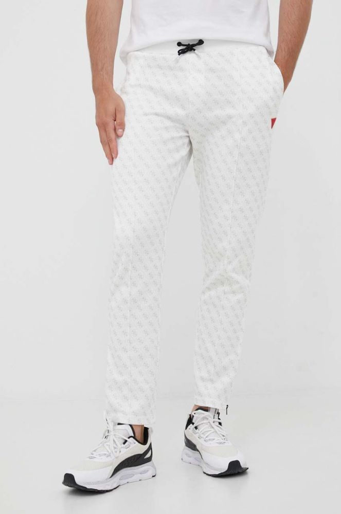 Спортивні штани Guess колір білий візерунок