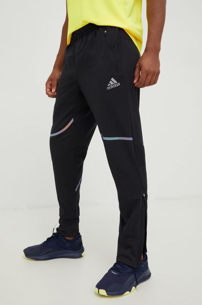 Штани для бігу adidas Performance Saturday чоловічі колір чорний з принтом