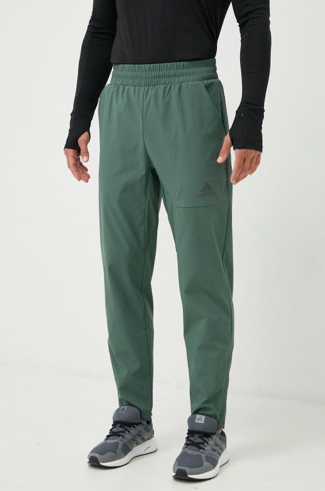 Спортивні штани adidas чоловічі колір зелений однотонні (2496846)