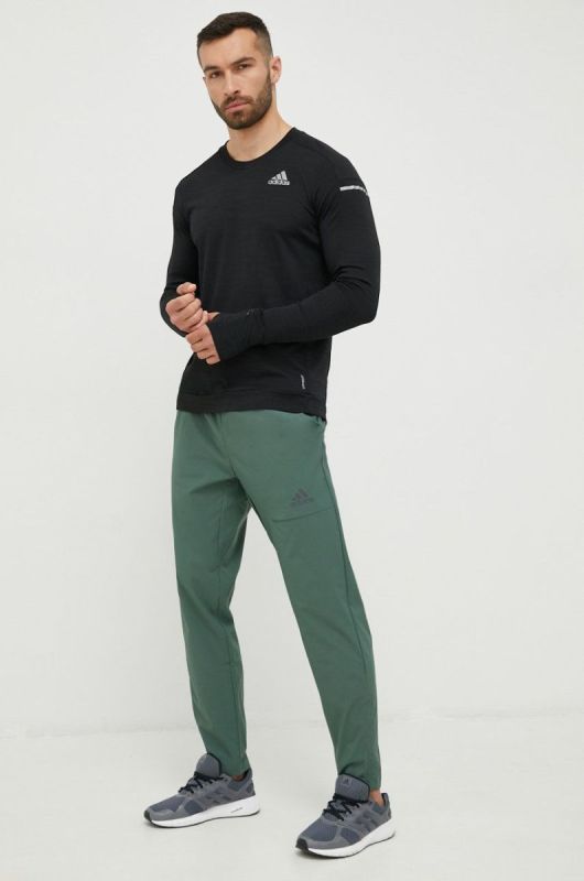Спортивні штани adidas чоловічі колір зелений однотонні (2496846) фото 2