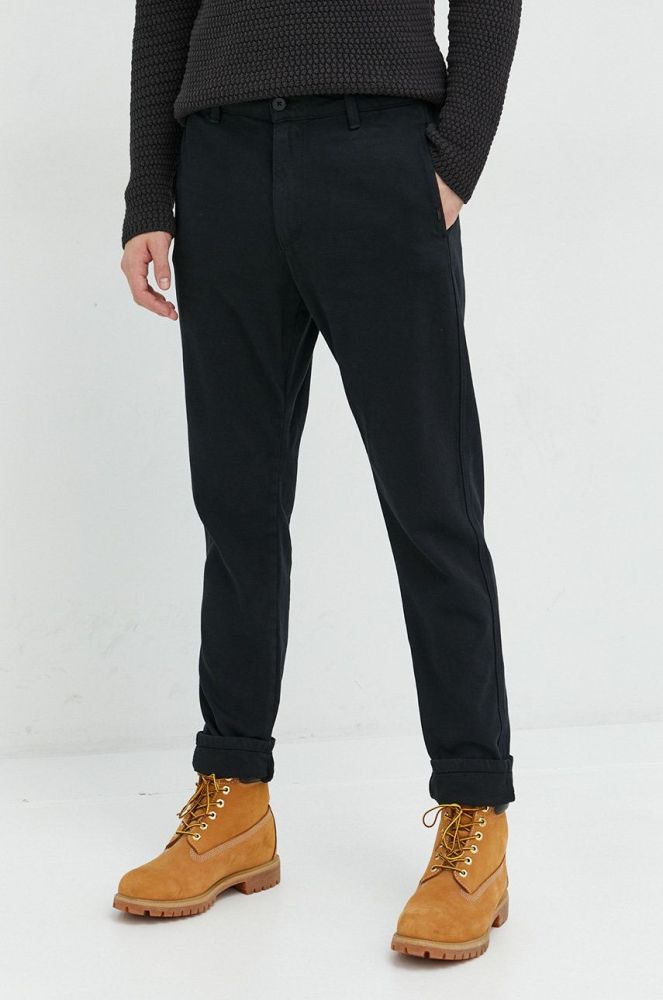 Бавовняні штани Only & Sons чоловічі колір чорний пряме