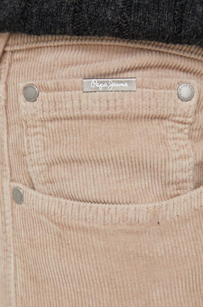 Штани Pepe Jeans чоловічі колір бежевий облягаючі фото 4