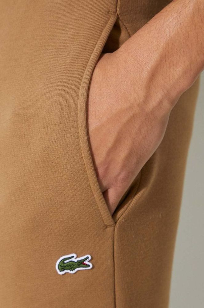 Спортивні штани Lacoste чоловічі колір коричневий однотонні фото 5