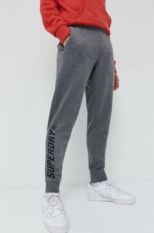 Спортивні штани Superdry чоловічі колір сірий меланж (2661771)