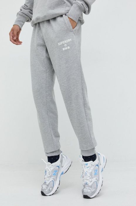 Спортивні штани Superdry чоловічі колір сірий з принтом