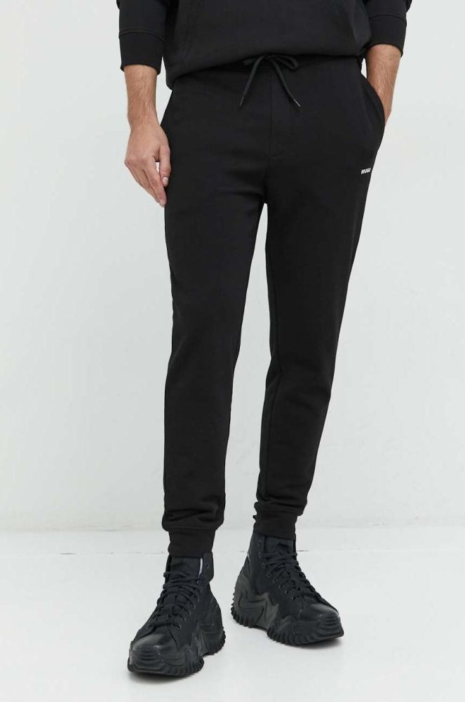Бавовняні спортивні штани HUGO чоловічі колір чорний однотонні (2766013)