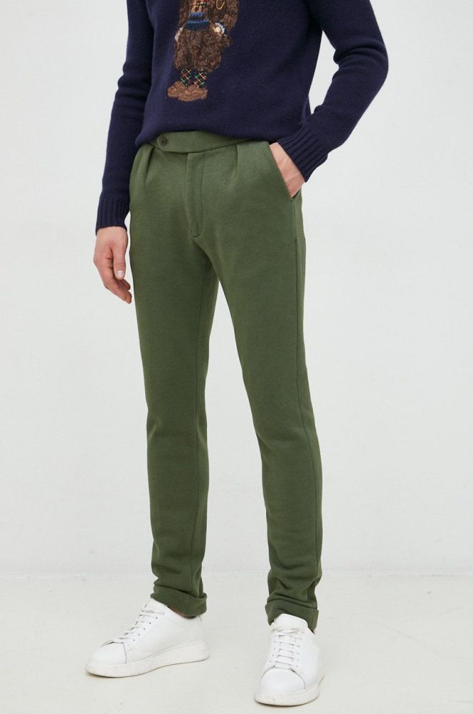 Штани Polo Ralph Lauren чоловічі колір зелений облягаюче