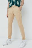 Штани Tommy Jeans чоловічі колір бежевий облягаюче (2681729)