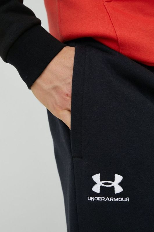 Спортивні штани чоловічі з бавовною Under Armour Essential Fleece колір чорний фото 4