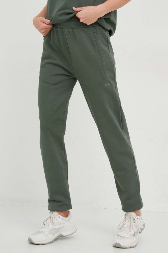 Бавовняні спортивні штани Arkk Copenhagen unisex колір зелений однотонні фото 2
