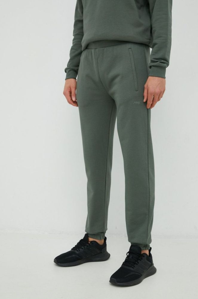 Бавовняні спортивні штани Arkk Copenhagen unisex колір зелений однотонні фото 3