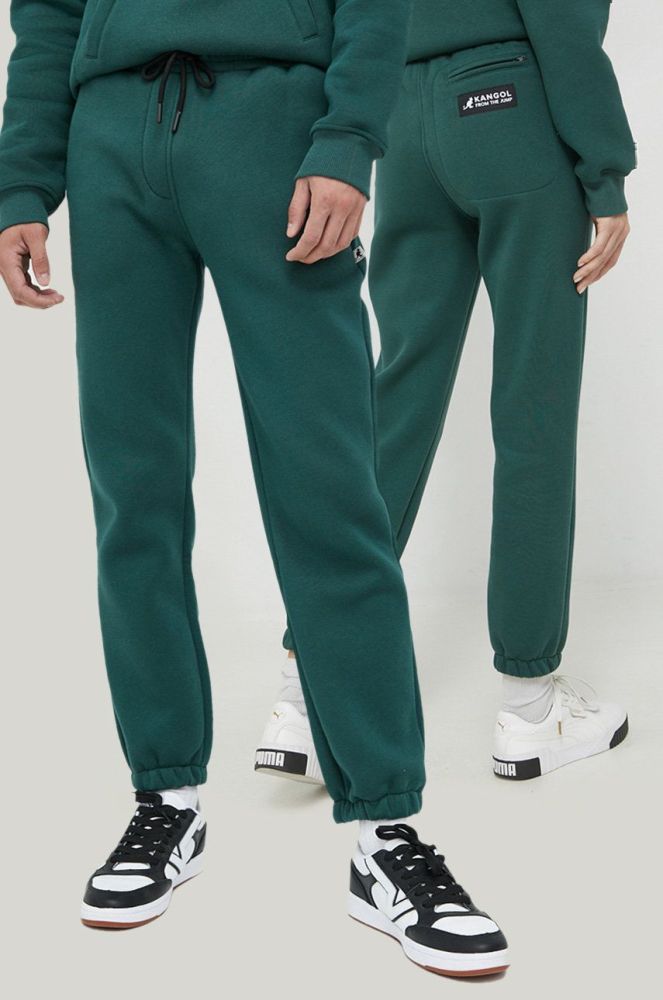 Спортивні штани Kangol unisex колір зелений однотонні