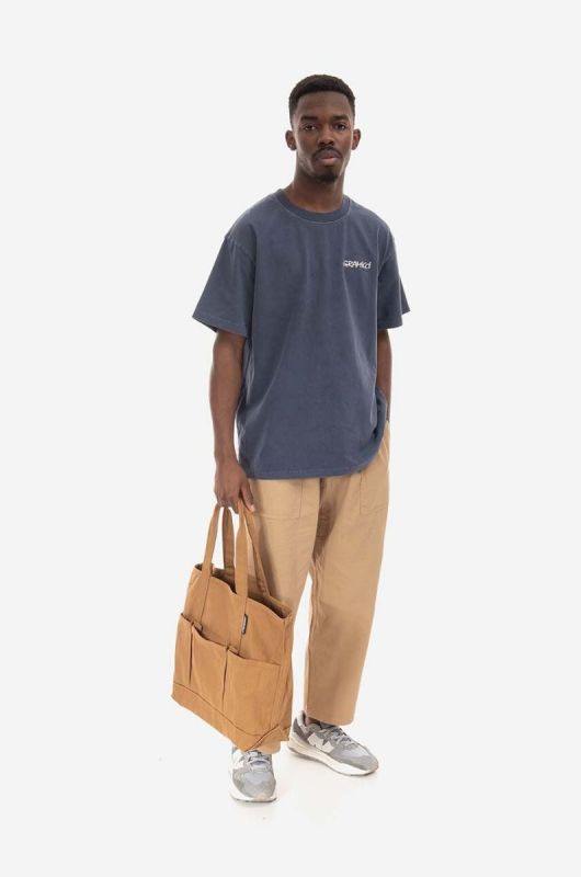 Бавовняні штани Gramicci Loose Tapered Pant колір бежевий широкі середня посадка фото 2