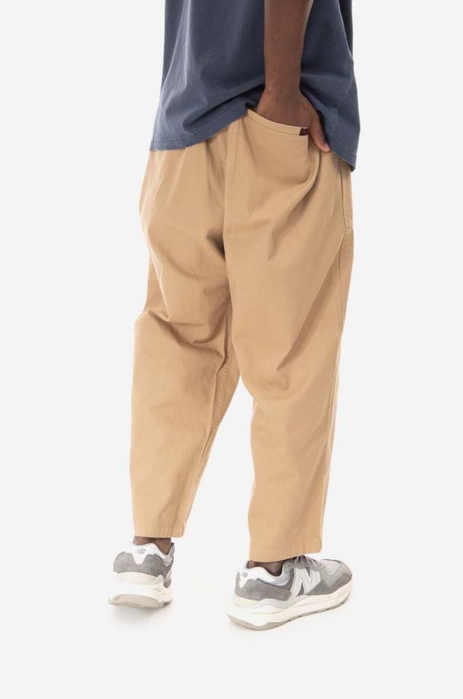 Бавовняні штани Gramicci Loose Tapered Pant колір бежевий широкі середня посадка фото 3
