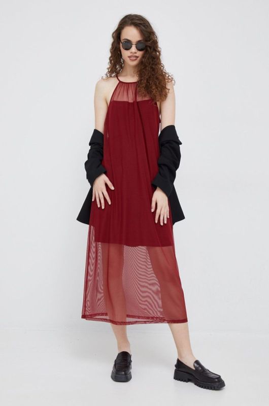 Сукня Dkny колір бордовий maxi пряма фото 2
