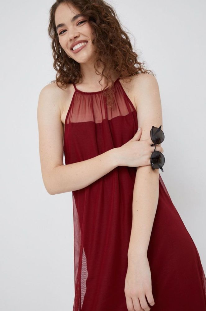 Сукня Dkny колір бордовий maxi пряма фото 4