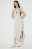Сукня Tommy Jeans колір бежевий midi облягаюча