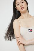 Сукня Tommy Jeans колір бежевий midi облягаюча