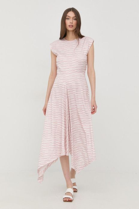 Сукня Tiger Of Sweden колір рожевий midi розкльошена