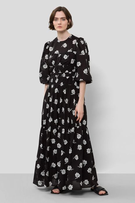 Бавовняна сукня колір чорний maxi розкльошена