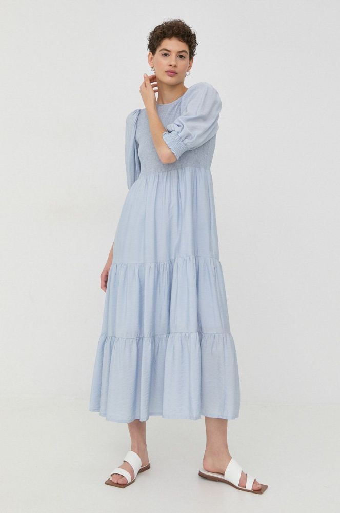 Бавовняна сукня Gestuz mini розкльошена колір блакитний (2350444)