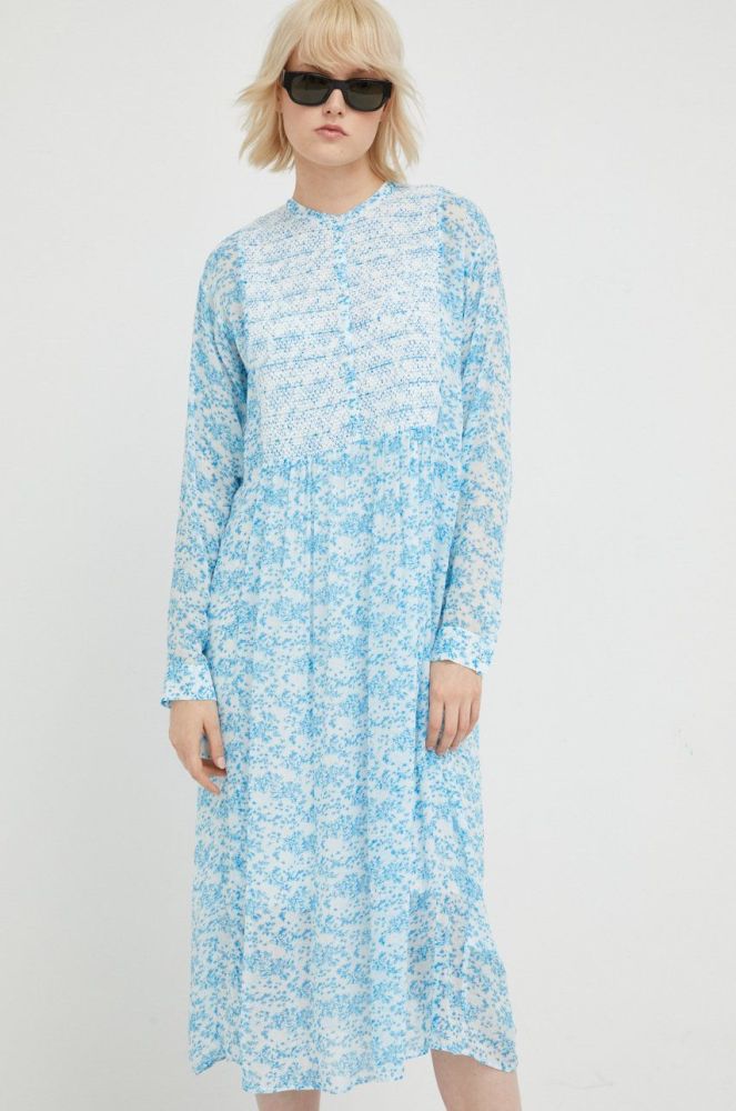 Сукня Samsoe Samsoe midi пряма колір блакитний (2478236)