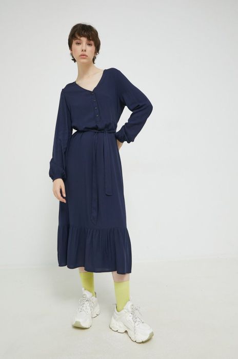 Сукня Only колір синій midi розкльошена