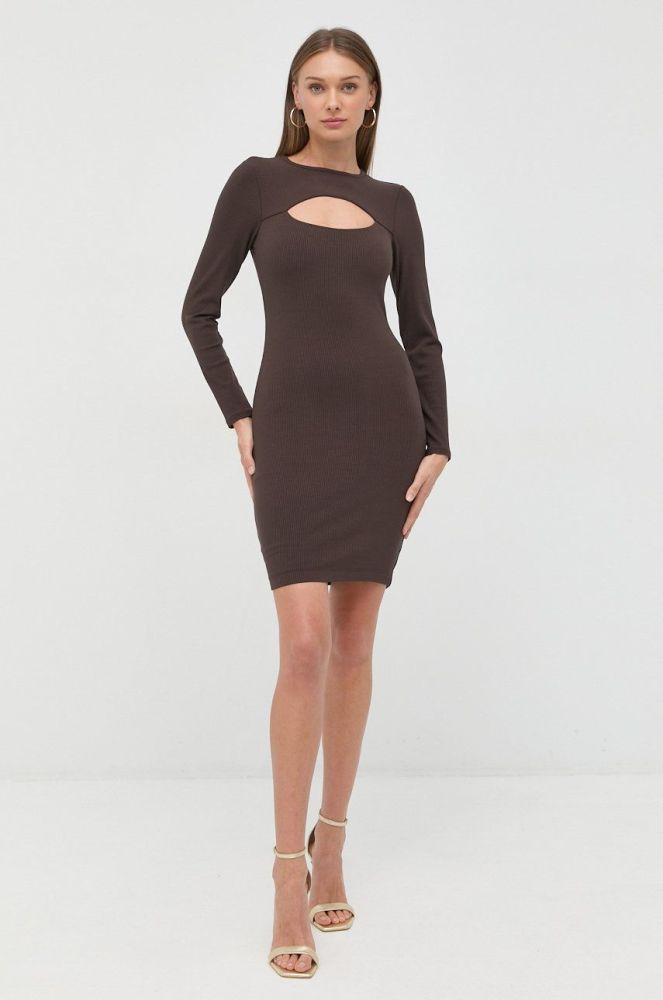 Сукня Guess колір коричневий mini облягаюча (2669477)
