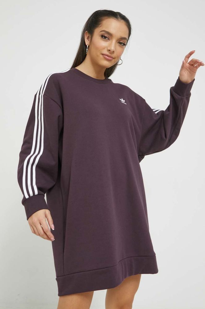 Бавовняна сукня adidas Originals колір фіолетовий midi oversize