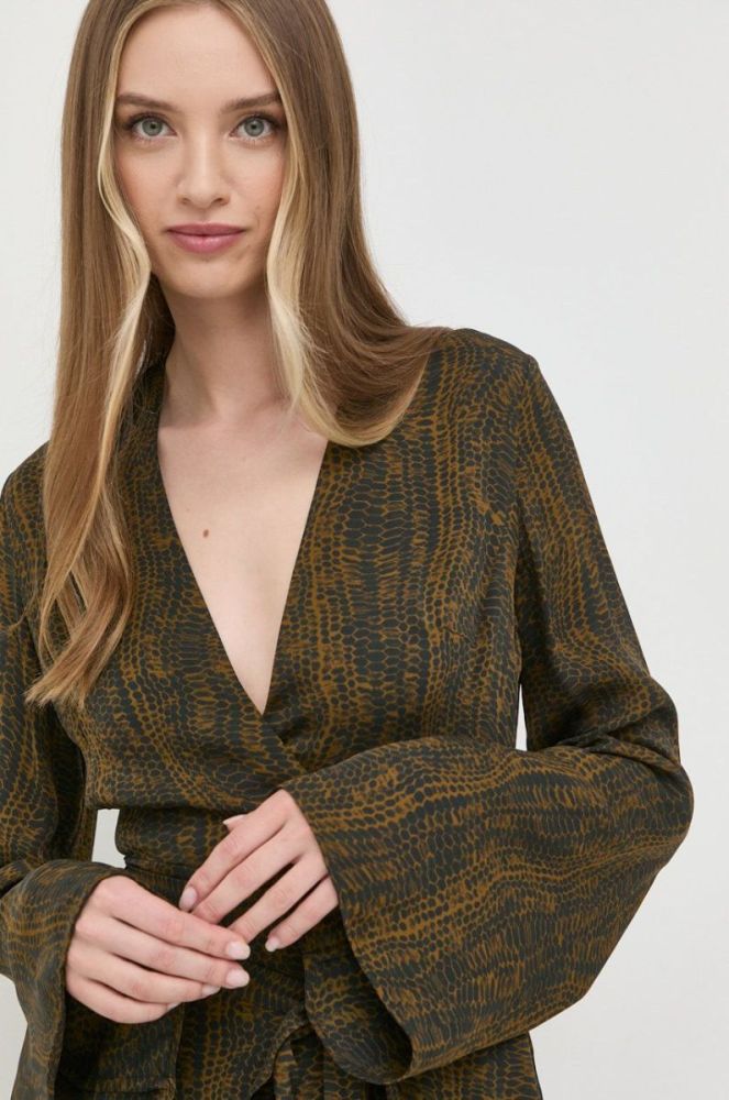 Сукня Trussardi колір зелений mini розкльошена фото 2