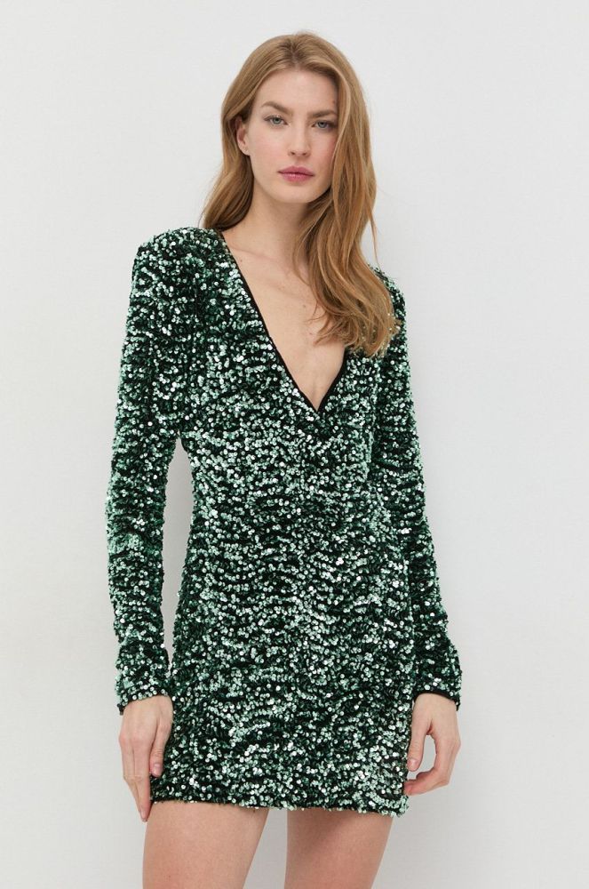 Сукня Bardot колір зелений mini пряма (2901791)