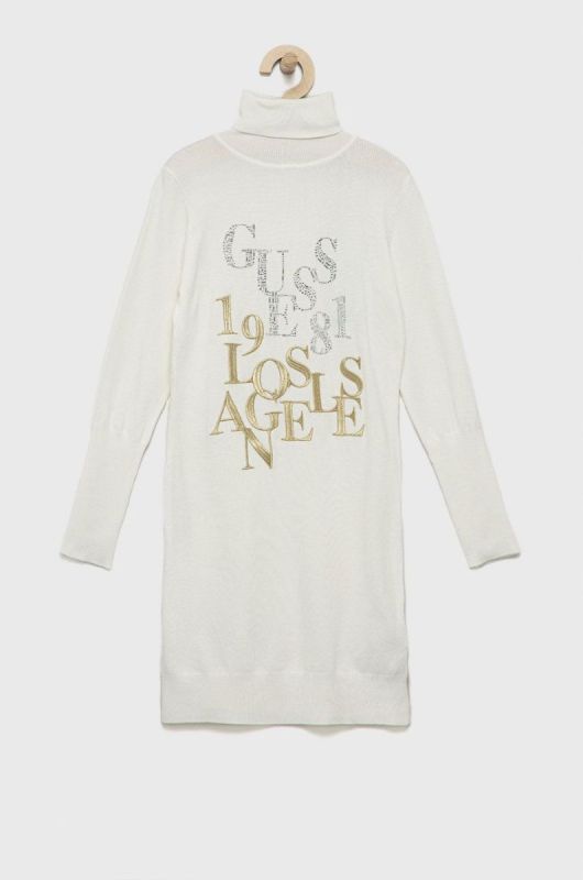 Дитяча сукня Guess колір білий midi облягаюча
