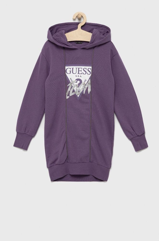 Дитяча бавовняна сукня Guess колір фіолетовий mini пряма (2609539)