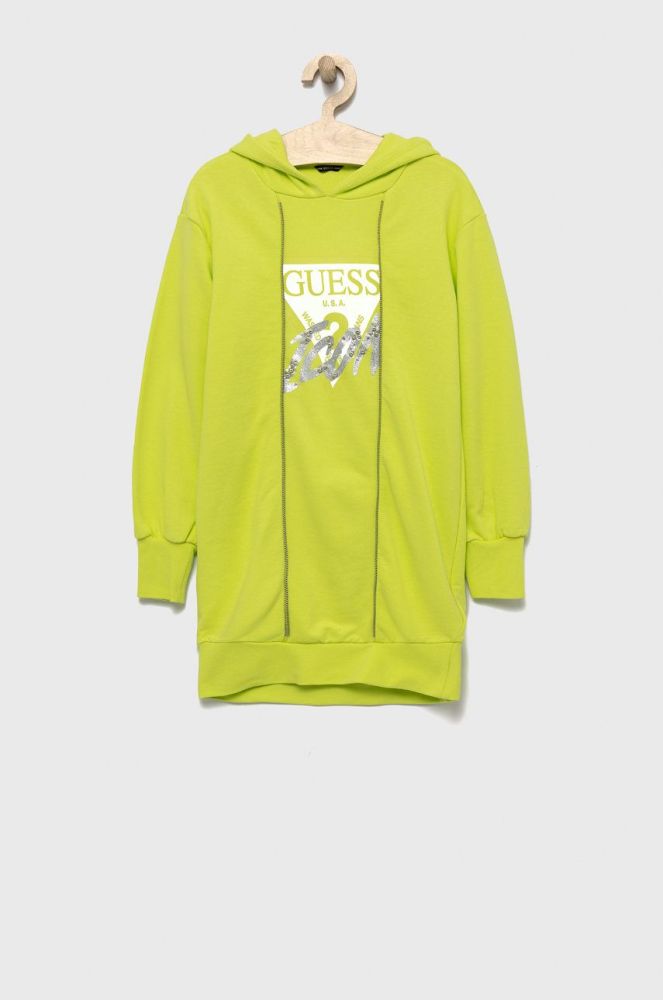 Дитяча бавовняна сукня Guess колір зелений mini пряма (2609532)