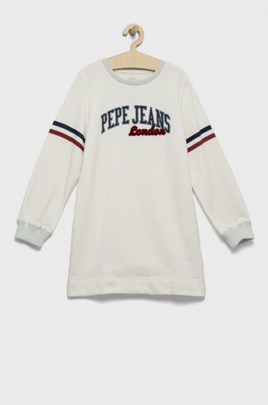 Дитяча сукня Pepe Jeans колір білий midi пряма