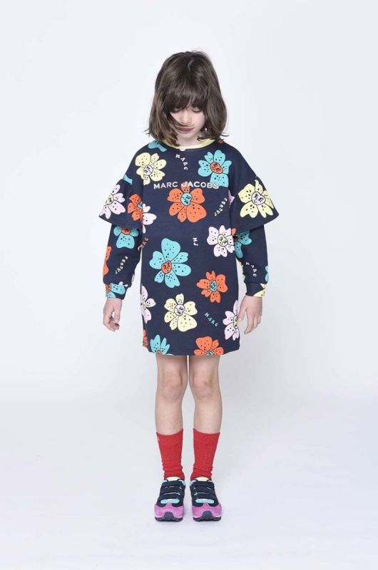 Дитяча бавовняна сукня Marc Jacobs колір синій mini пряма (2614145)