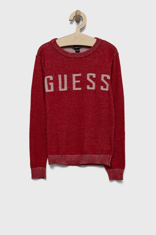 Дитячий бавовняний светер Guess колір червоний легкий (2622523)