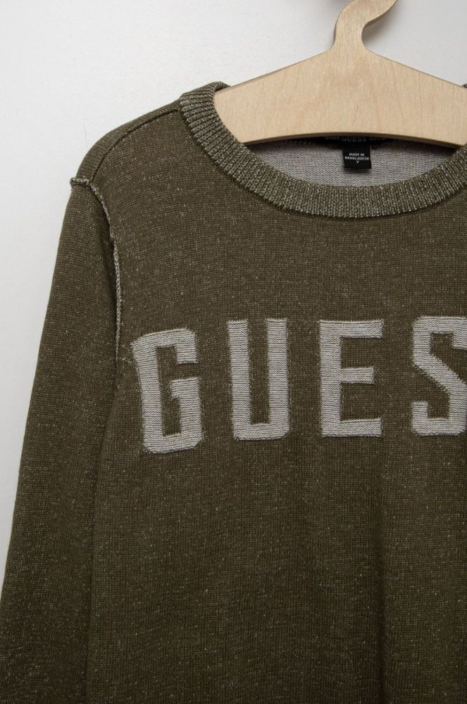 Дитячий бавовняний светер Guess колір зелений легкий (2622526) фото 3
