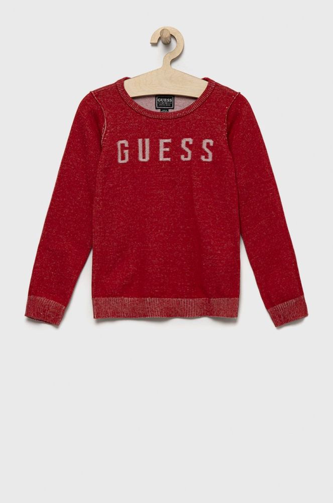 Дитячий бавовняний светер Guess колір червоний легкий (2625346)
