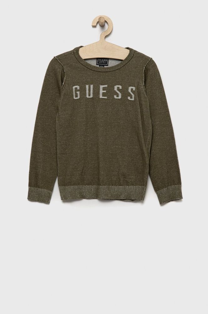 Дитячий бавовняний светер Guess колір зелений легкий (2625342)